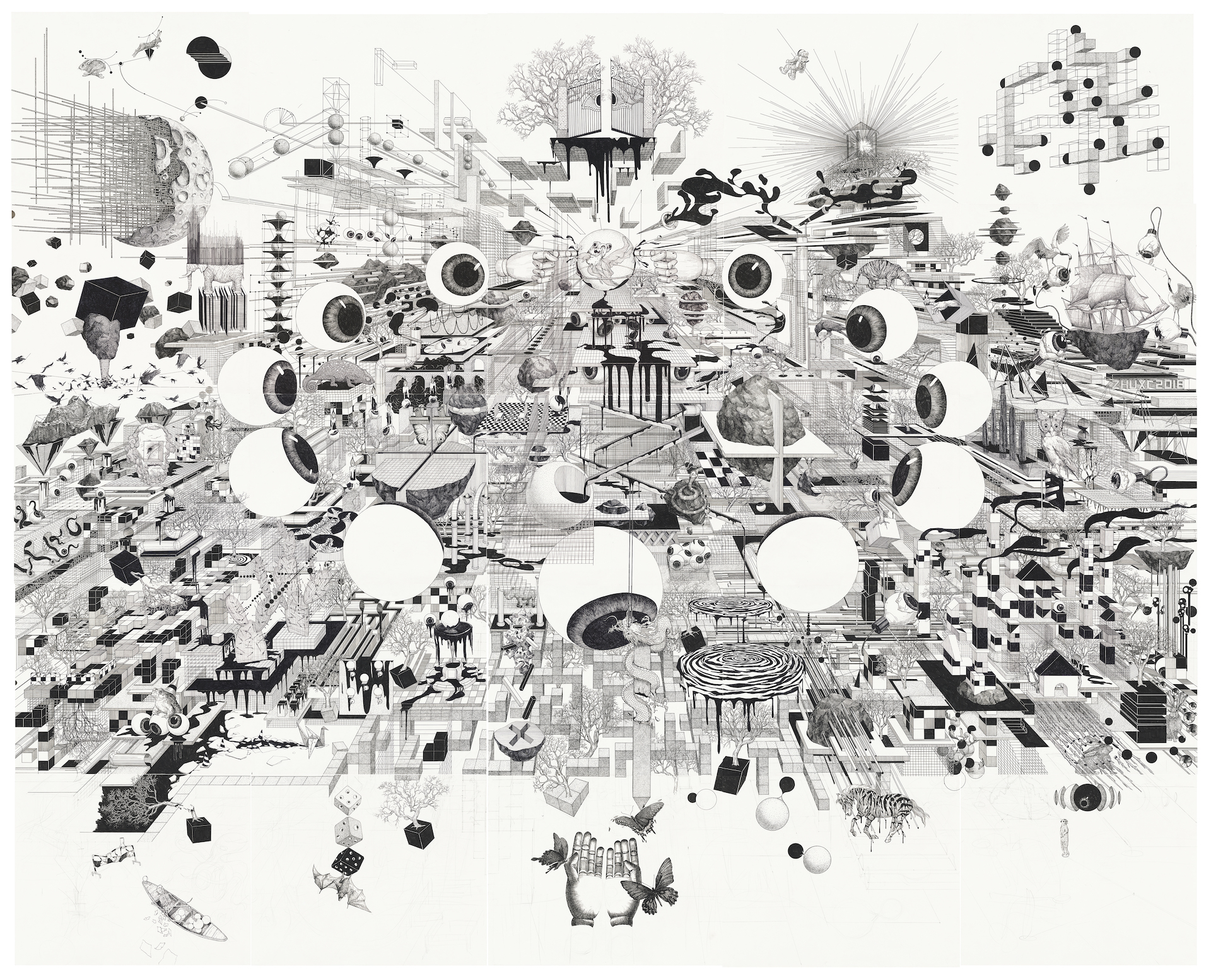 朱玺《灵感花园》  纸本水墨  50x70cmx25 2016-2021.jpg